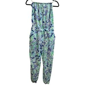 Lilly Pulitzer Emiko Strapless Jumpsuit "Lilly's Lilac Nice Ink" Women's Small